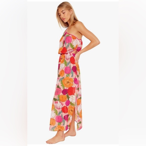 TRINA TURK sunny bloom asymmetrical one-shoulder maxi dress in multi M vacation - Picture 13 of 16